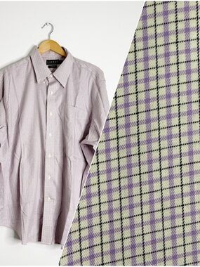 Lauren Ralph Lauren Non Iron Dress Shirt 18 34/35 Purple Check Cotton